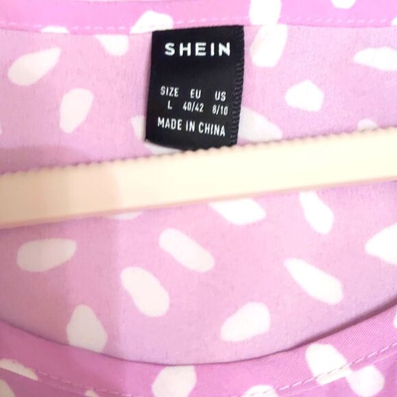 Lavender Flowy Dots Tiered Shift Dress Babydoll Size L - Picture 6 of 9